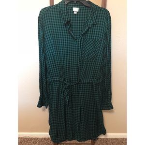 Green plaid cotton dress